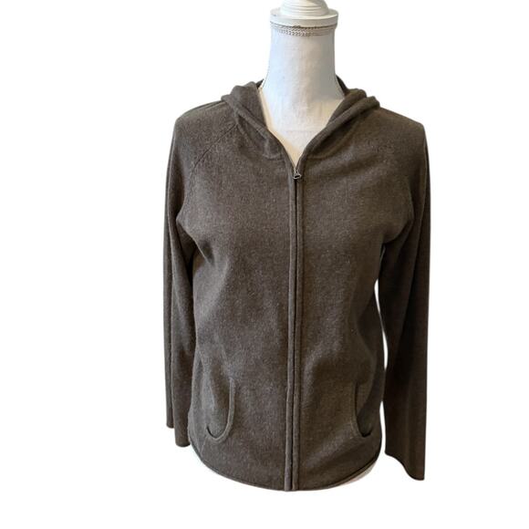 Sundance Cashmere Hooded Cardigan Sweater Mocha Brown M - Picture 7 of 7